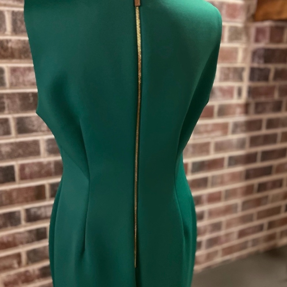 Calvin Klein Women’s Green Cocktail Party Festival Dress NWOT Sz 8 Gold Zipper - Picture 2 of 6